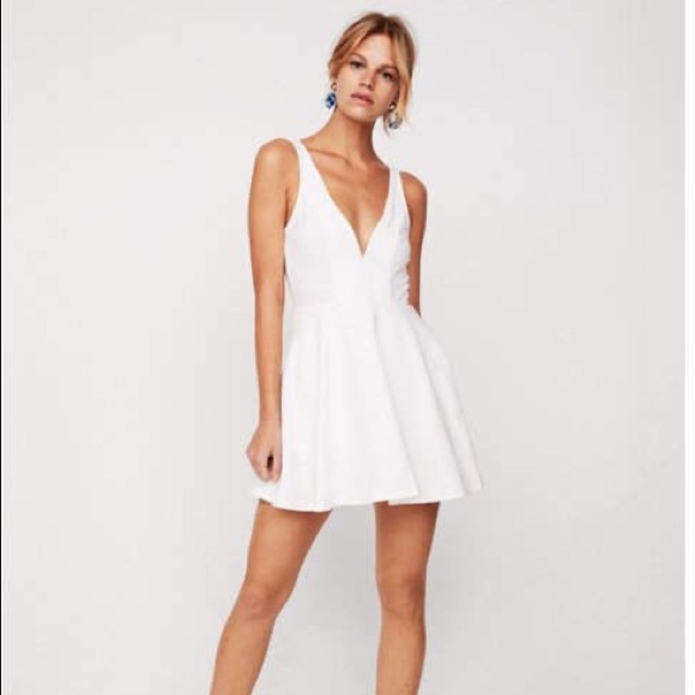 Express deep v- wire fit and flare dress